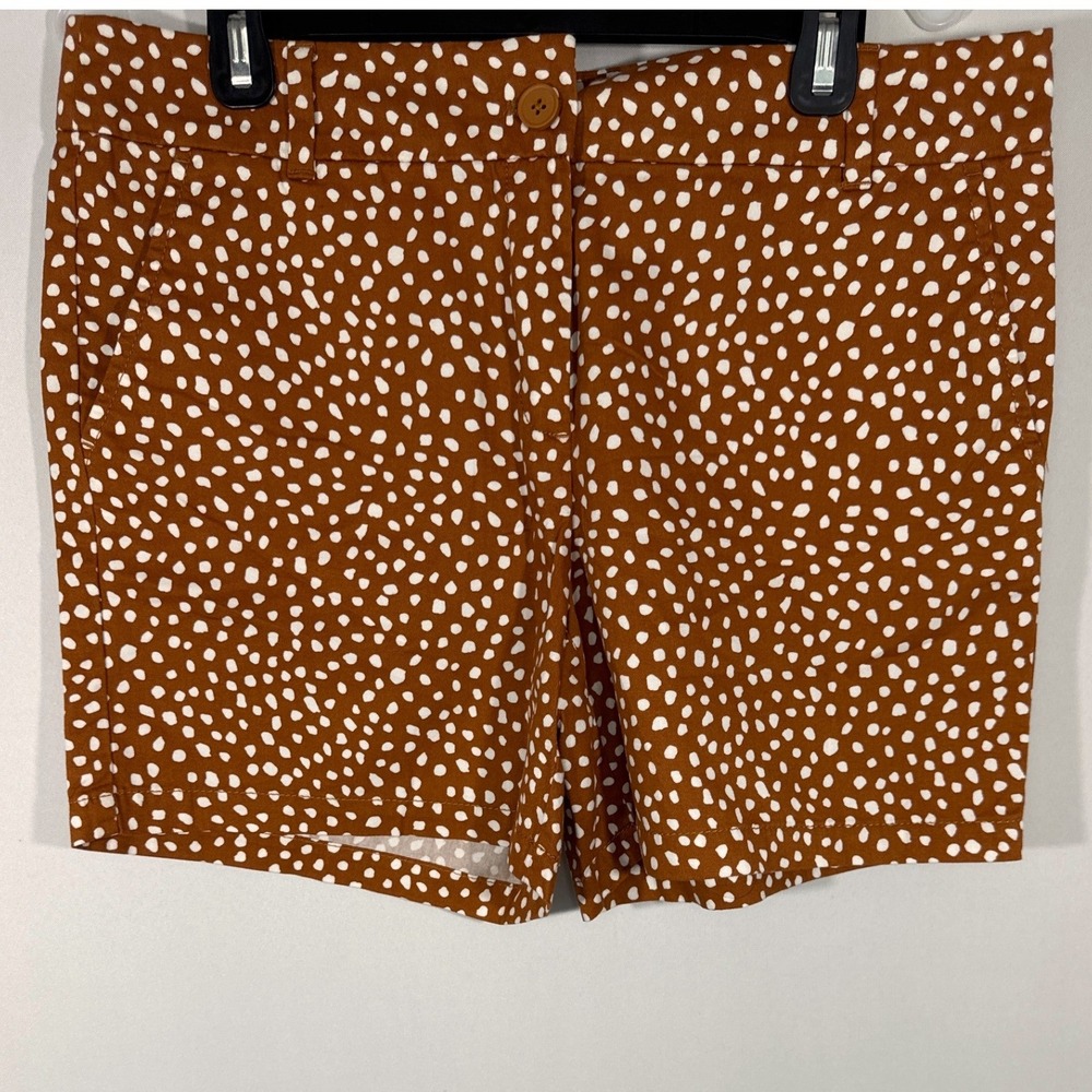 Ann Taylor LOFT Outlet Womens Rust Brown White Polka Dot Cotton Shorts Size 8‎